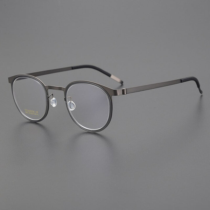 Bclear Unisex Full Rim Round Titanium Eyeglasses My9915 Full Rim Bclear Gray