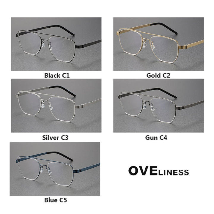 Oveliness Unisex Full Rim Square Double Bridge Titanium Eyeglasses 9622 Full Rim Oveliness