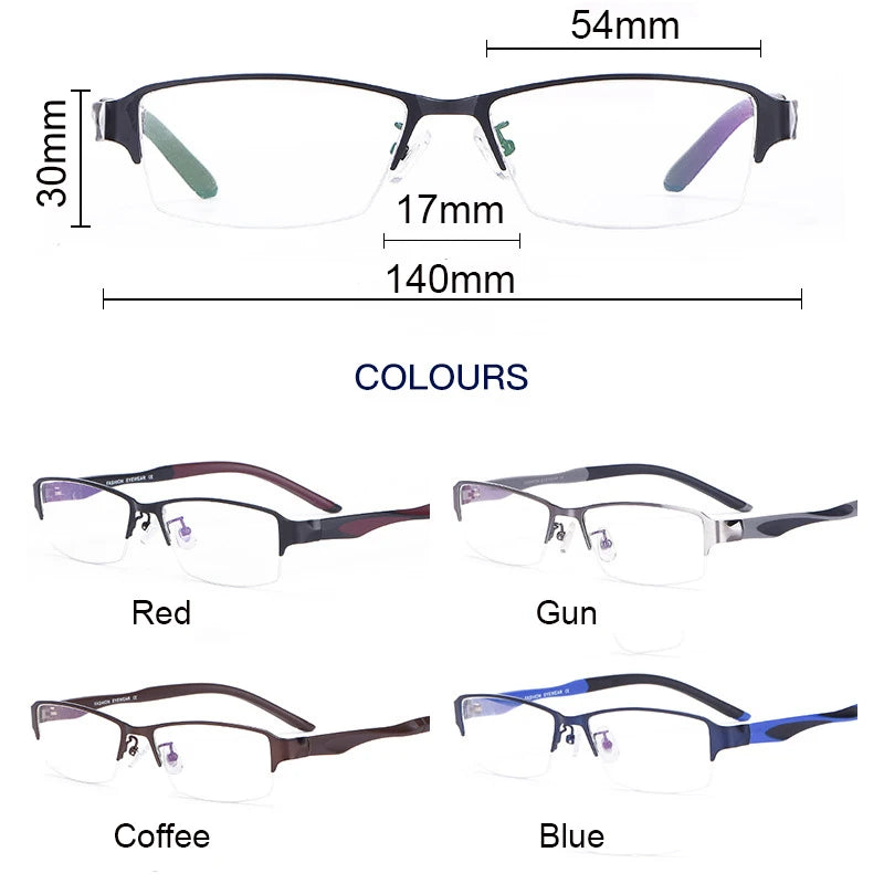 Hdcrafter Unisex Semi Rim Square Tr 90 Titanium Alloy Eyeglasses 62681