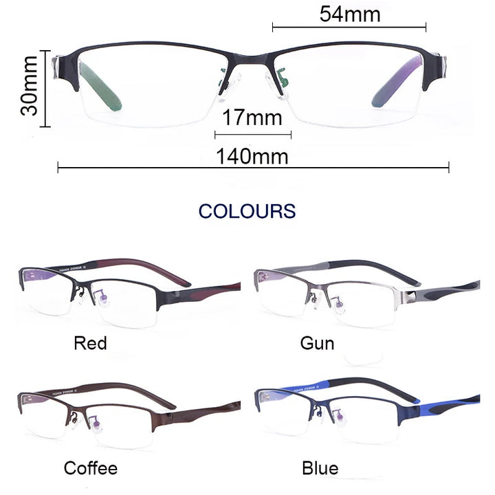 Hdcrafter Unisex Semi Rim Square Tr 90 Titanium Alloy Eyeglasses 62681