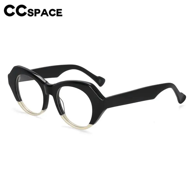 CCSpace Unisex Full Rim Oval Eye Acetate Eyeglasses 57204 Full Rim CCspace   