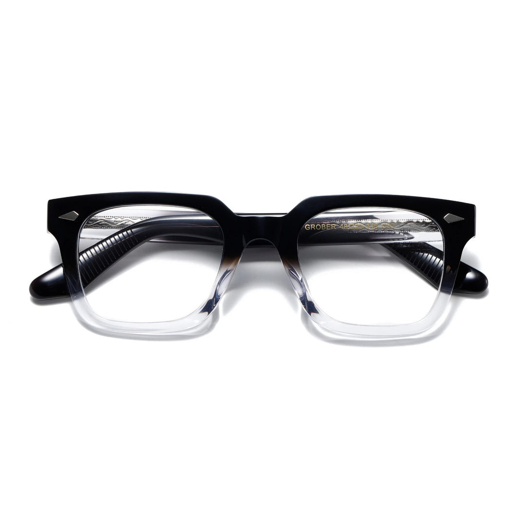 Aror Unisex Full Rim Square Thick Acetate Eyeglasses 13923 Full Rim Aror Blackened