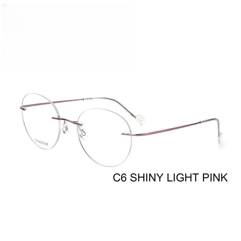 Yimaruili Unisex Rimless Round Titanium Eyeglasses Rt003a Rimless Yimaruili Eyeglasses Pink  