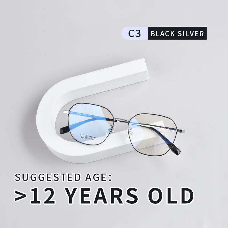 Secg Unisex Youth's Full Rim Polygon Oval Titanium Eyeglasses 216140