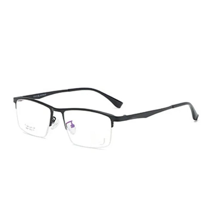 Aimee Men's Semi Rim Big Square Titanium Eyeglasses 6607 Semi Rim Aimee black