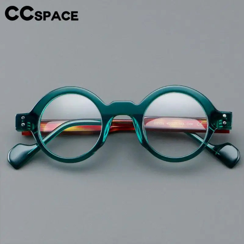 CCspace Unisex Full Rim Round Acetate Eyeglasses 57257 Full Rim CCspace