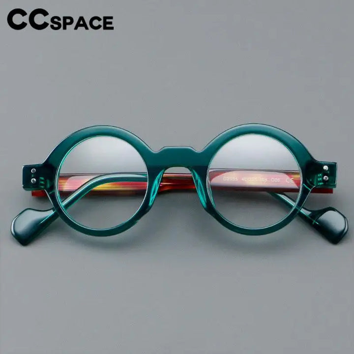 CCspace Unisex Full Rim Round Acetate Eyeglasses 57257 Full Rim CCspace