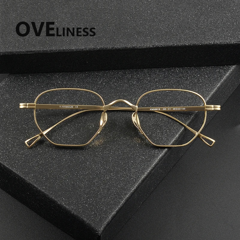 Oveliness Men's Full Rim Polygon Square Titanium Eyeglasses 29919