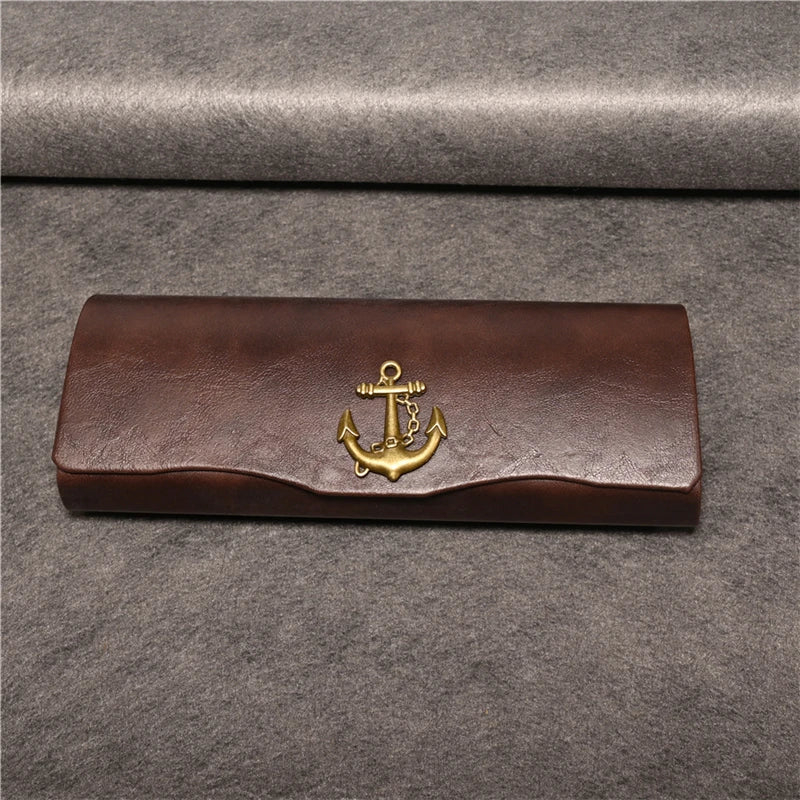 Cubojue Unisex Brown PU Leather Eyeglass Case Assorted Designs 1638 Case Cubojue Case middle case anchor