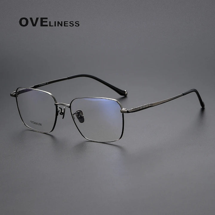 Oveliness Men's Full Rim Square Titanium Eyeglasses 80904 Full Rim Oveliness gun
