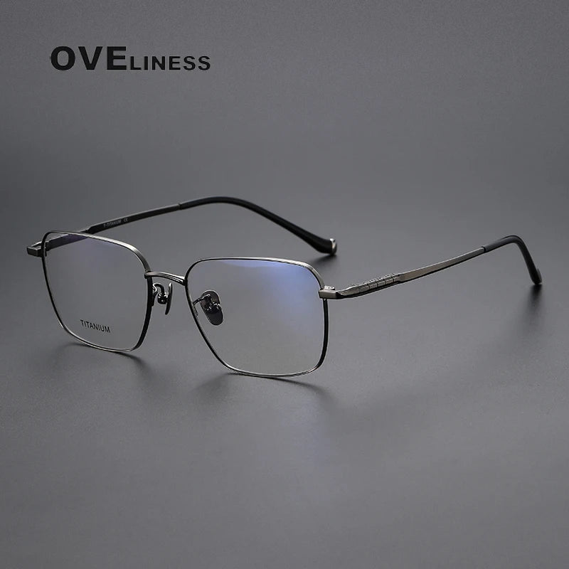 Oveliness Men's Full Rim Square Titanium Eyeglasses 80904 Full Rim Oveliness gun  