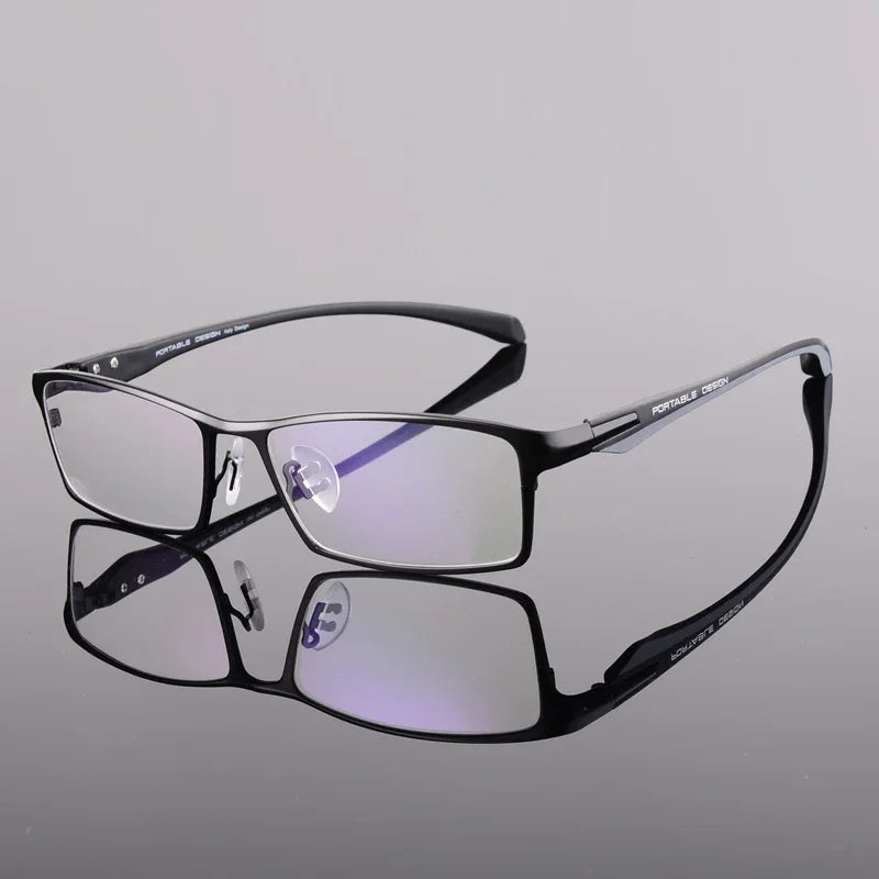 Handoer Unisex Full Rim Square Alloy Acetate Eyeglasses 549140