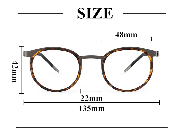 Black Mask Women's Full Rim Round Acetate Titanium Eyeglasses 199704
