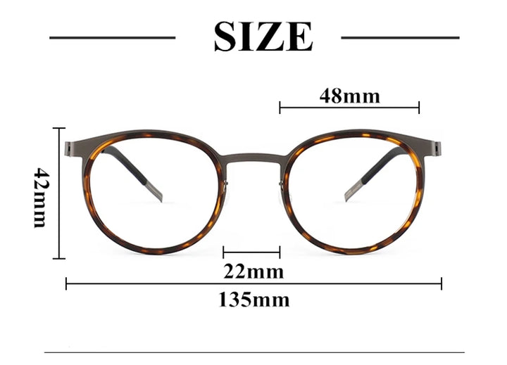 Black Mask Women's Full Rim Round Acetate Titanium Eyeglasses 199704