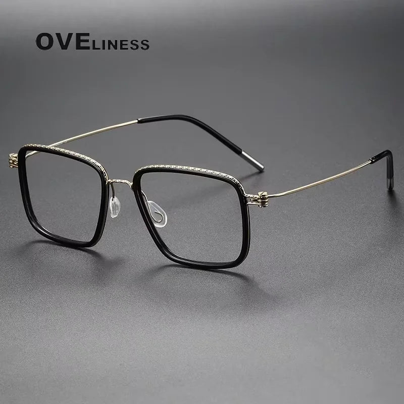 Oveliness Unisex Full Rim Square Acetate Titanium Eyeglasses 80899