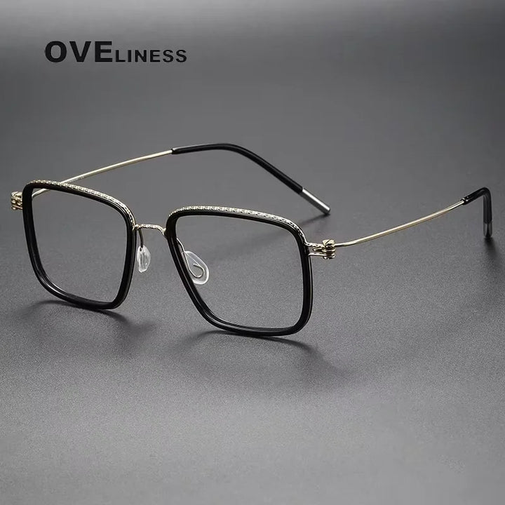 Oveliness Unisex Full Rim Square Acetate Titanium Eyeglasses 80899