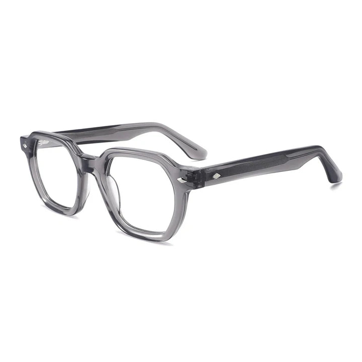 Gatenac Unisex Full Rim Flat Top Polygon Acetate Eyeglasses Gxyj1501 Full Rim Gatenac Gray