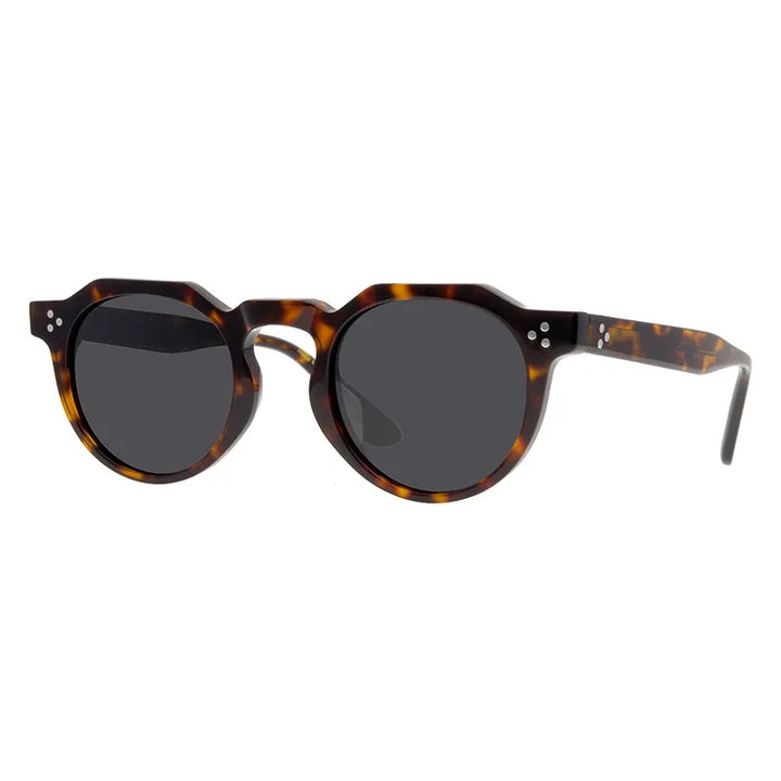 Black Mask Unisex Full Rim Flat Top Round Acetate Polarized Sunglasses 9532s Full Rim Black Mask Tortoise As Shown