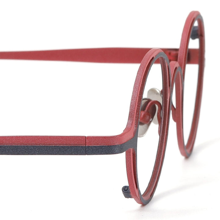 Muzz Unisex Full Rim Irregular Round Ip Titanium Eyeglasses T7773 Full Rim Muzz