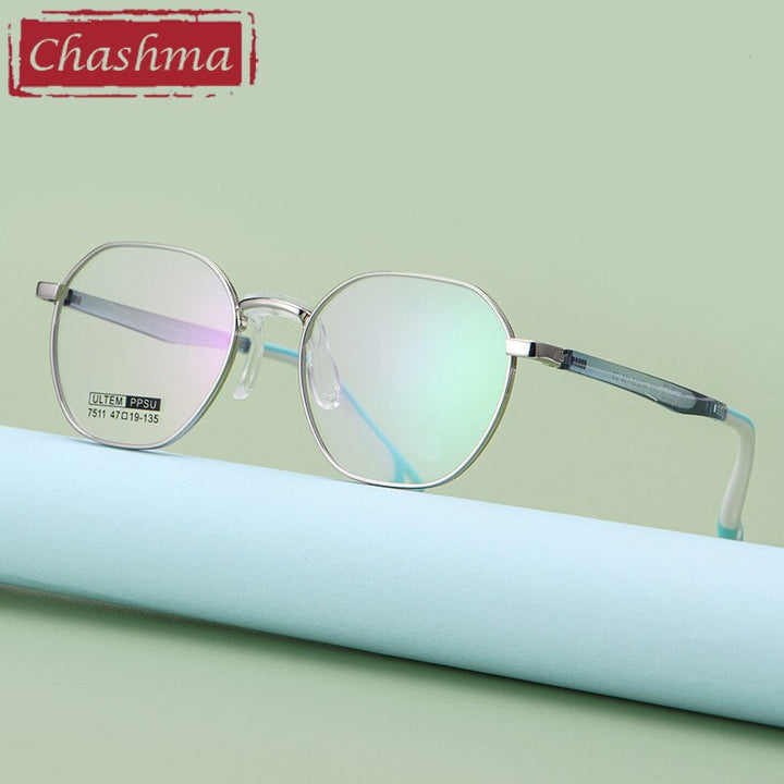 Chashma Unisex Children's Full Rim Octagon Stainless Steel Eyeglasses 7511 Full Rim Chashma Blue