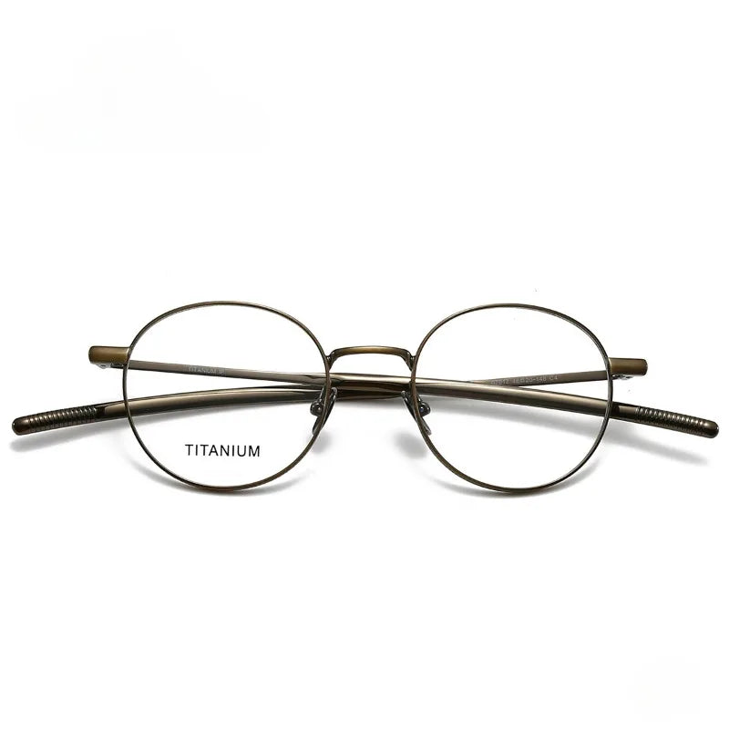 Hewei Unisex Full Rim Round Titanium Eyeglasses 07017