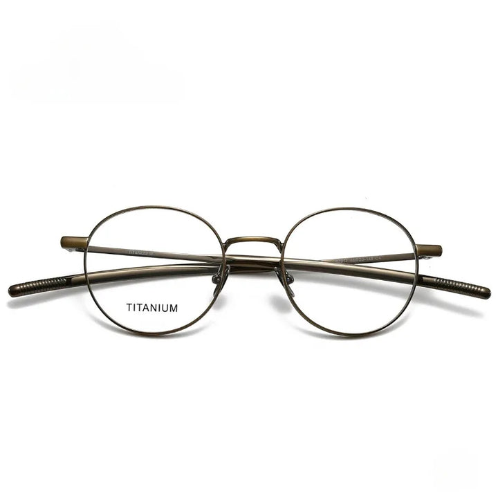 Hewei Unisex Full Rim Round Titanium Eyeglasses 07017