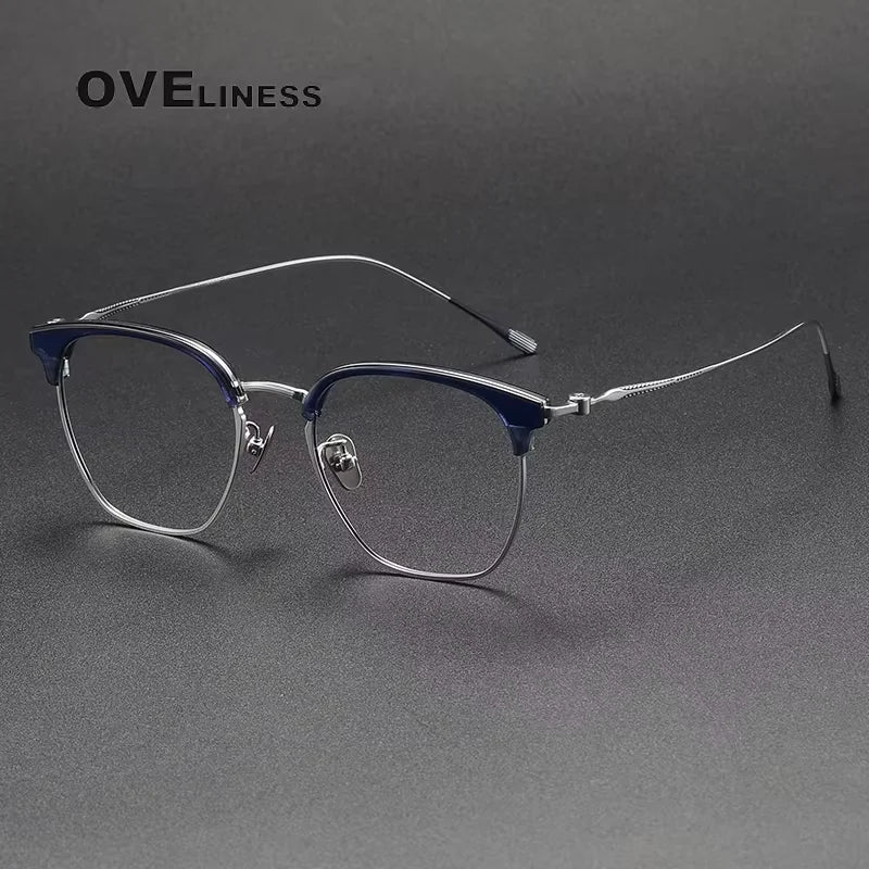 Oveliness Women's Full Rim Square Acetate Titanium Eyeglasses 80898