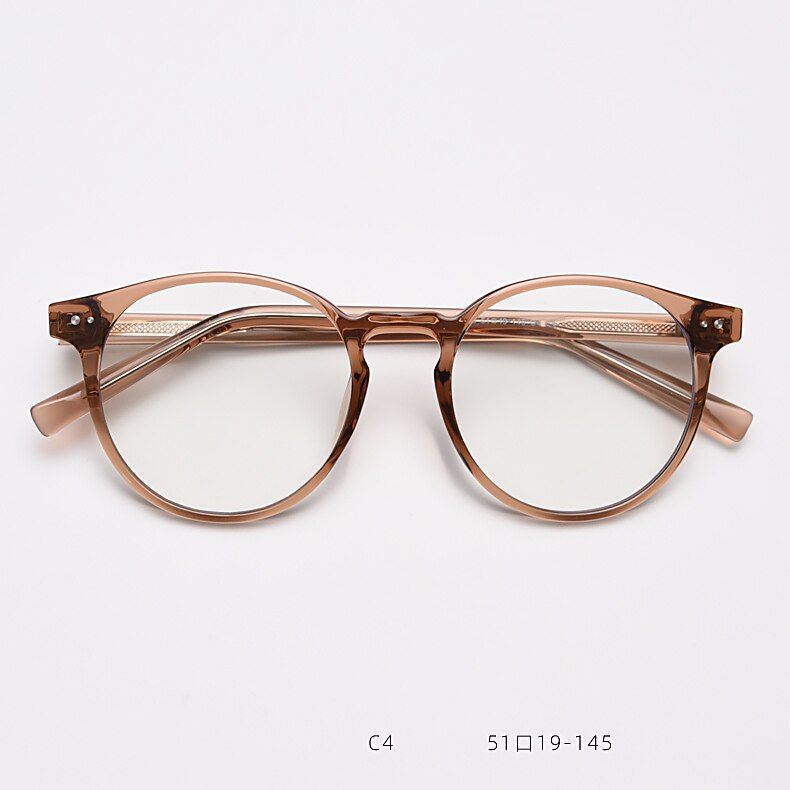 CCspace Unisex Full Rim Round Tr 90 Titanium Eyeglasses 55868 Full Rim CCspace Tea