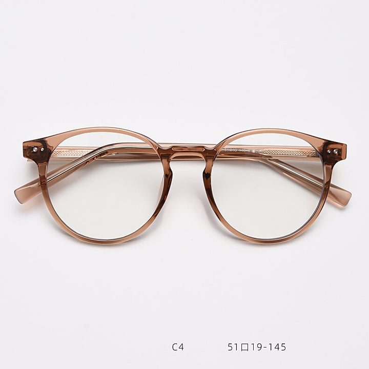 CCspace Unisex Full Rim Round Tr 90 Titanium Eyeglasses 55868 Full Rim CCspace Tea