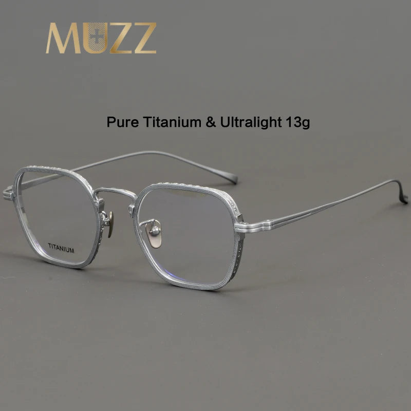 Muzz Unisex Full Rim Flat Top Square Titanium Eyeglasses 45531