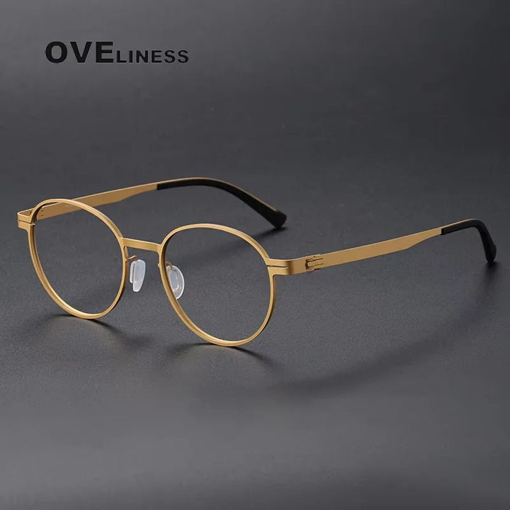 Oveliness Unisex  Full Rim Round Screwless Titanium Eyeglasses 80994