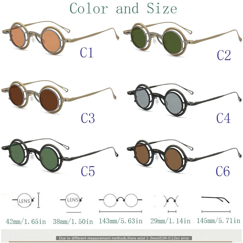 Yujo Unisex Full Rim Round Titanium Eyeglasses Clip On Polarized Sunglasses Y4238 With Clip Ons Yujo