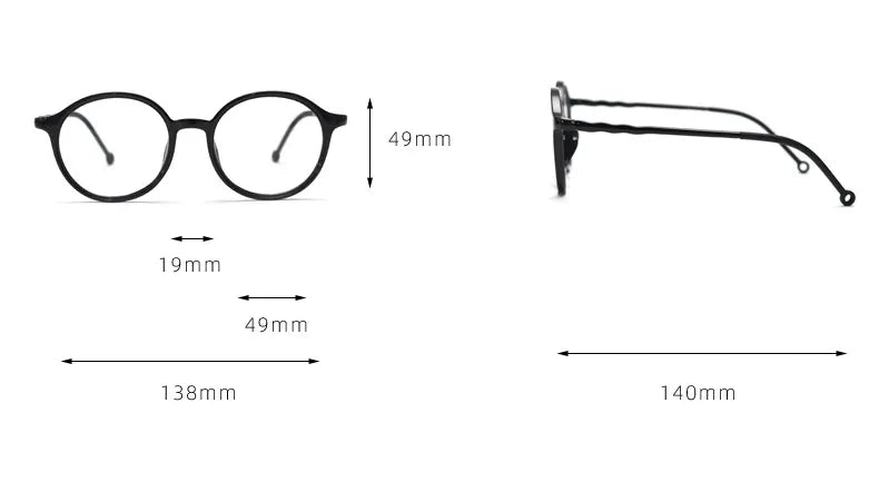 CCspace Unisex Full Rim Round Tr 90 Titanium Eyeglasses 56834 Full Rim CCspace