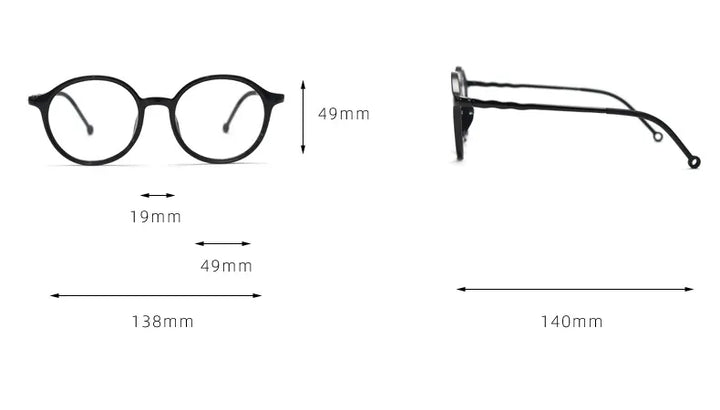CCspace Unisex Full Rim Round Tr 90 Titanium Eyeglasses 56834 Full Rim CCspace