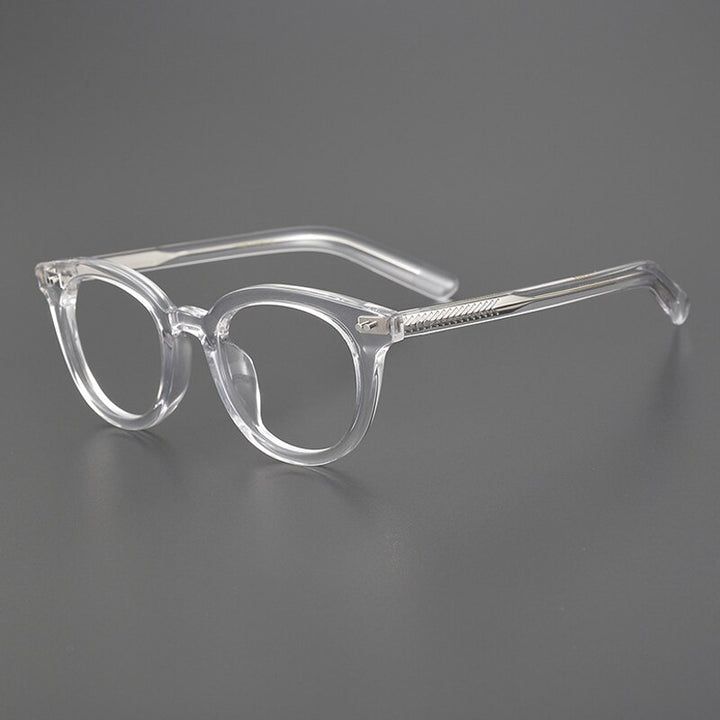 Gatenac Unisex Full Rim Round Square Handcrafted  Acetate Eyeglasses Gxyj1028 Full Rim Gatenac