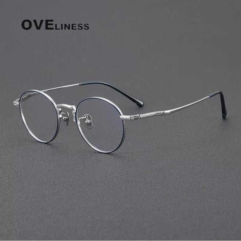 Oveliness Women's Full Rim Round Acetate Titanium Eyeglasses 841042