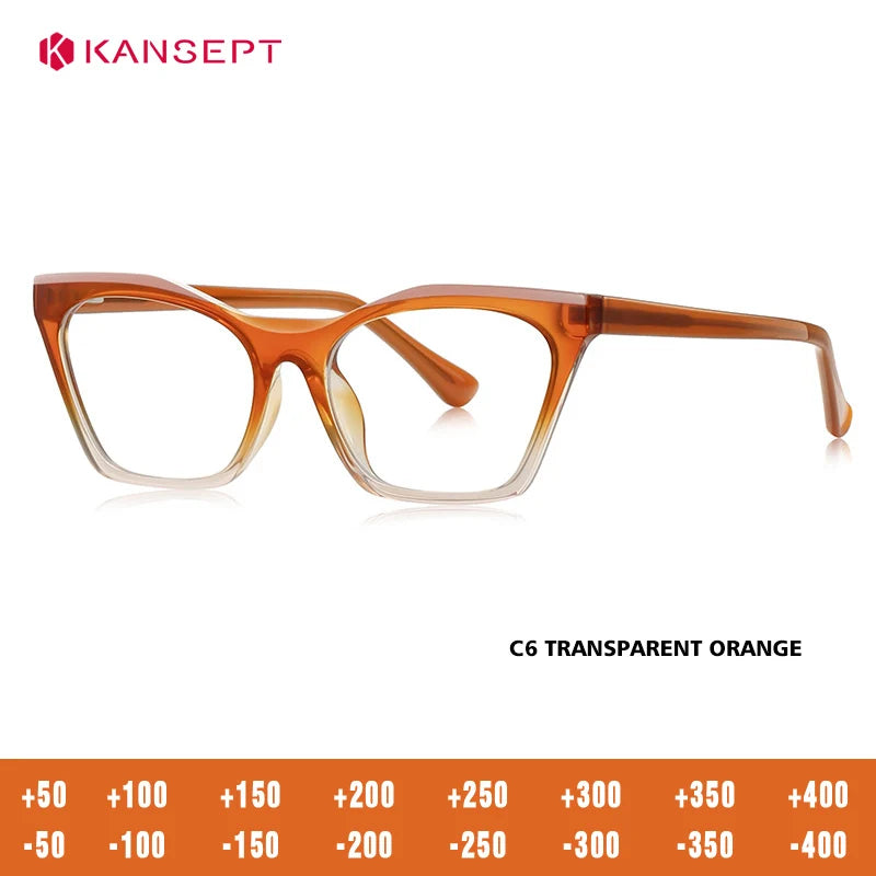 Kansept Women's Full Rim Square Tr 90 Titanium Reading Glasses 68044