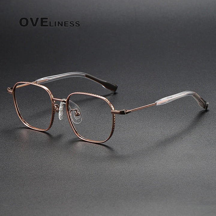 Oveliness Unisex Full Rim Square Titanium Eyeglasses 80940 Full Rim Oveliness rose gold