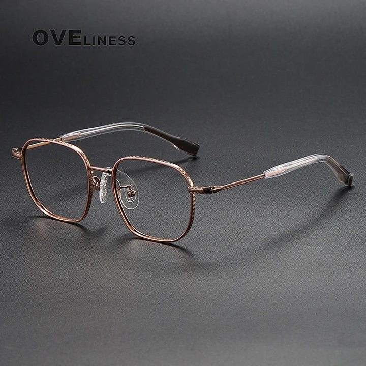 Oveliness Unisex Full Rim Square Titanium Eyeglasses 80940 Full Rim Oveliness rose gold  
