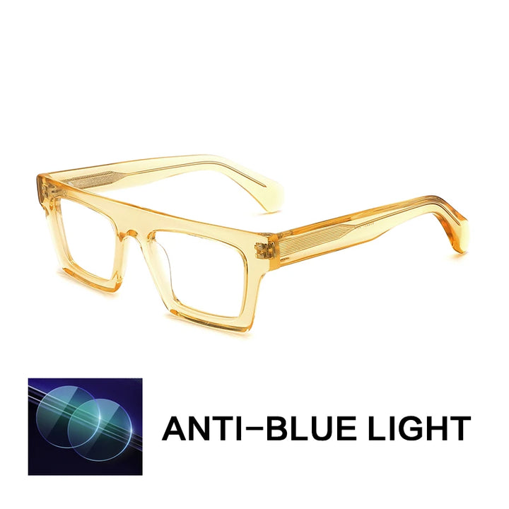 Gatenac Unisex Full Rim Square Brow Line Acetate Reading Glasses G8822