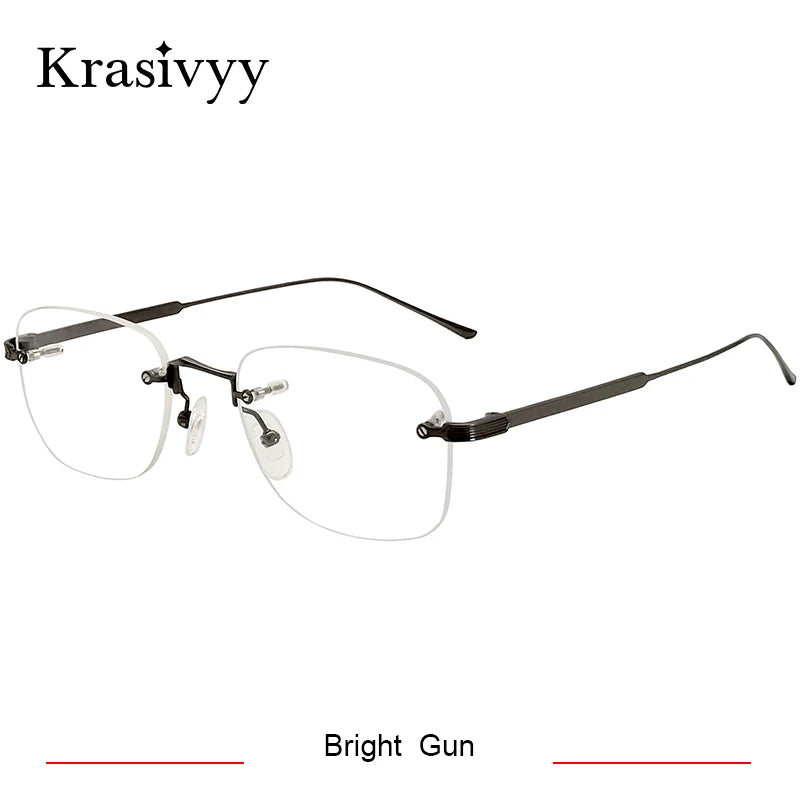 Krasivyy Unisex Rimless Oval Titanium Eyeglasses 2280 Rimless Krasivyy Bright Gun