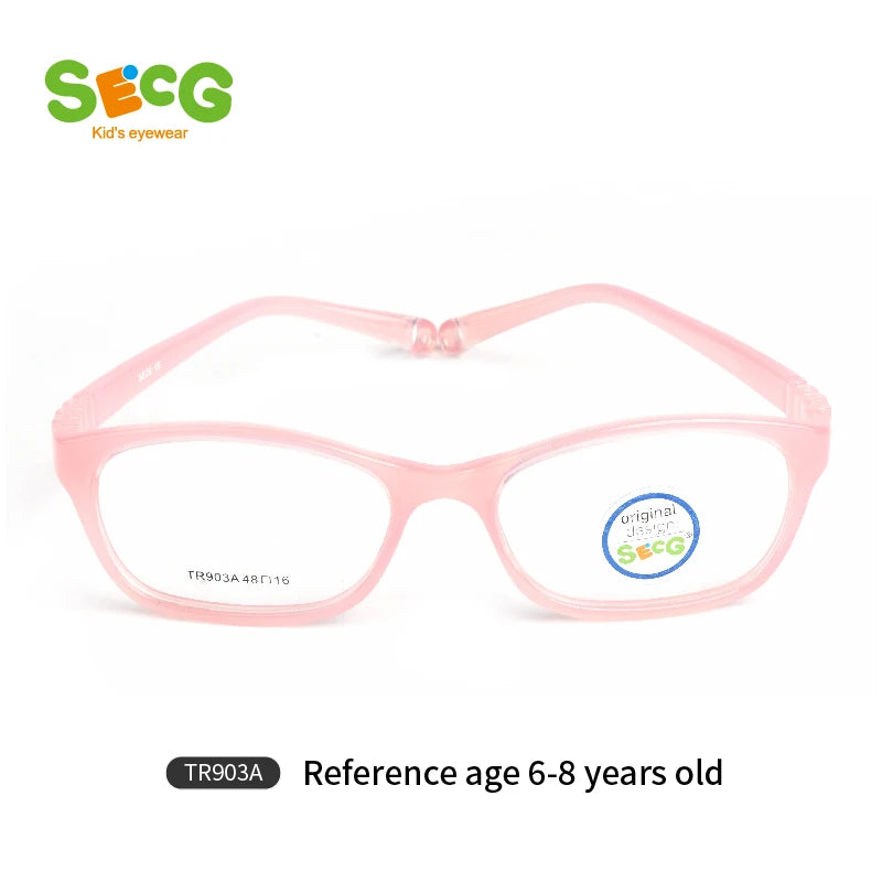 Secg Unisex Children's Full Rim Square Tr 90 Silicone Eyeglasses 8690 Full Rim Secg TR903A TC13 PINK