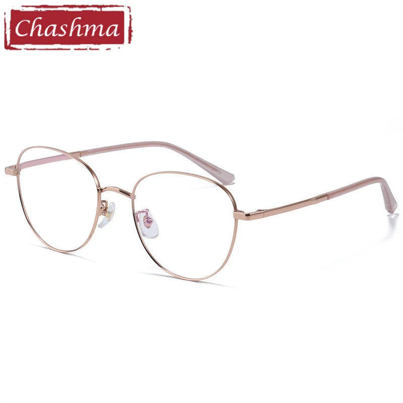 Chashma Ottica Unisex Full Rim Oval Titanium Alloy Eyeglasses 1515 Full Rim Chashma Ottica Rose Gold