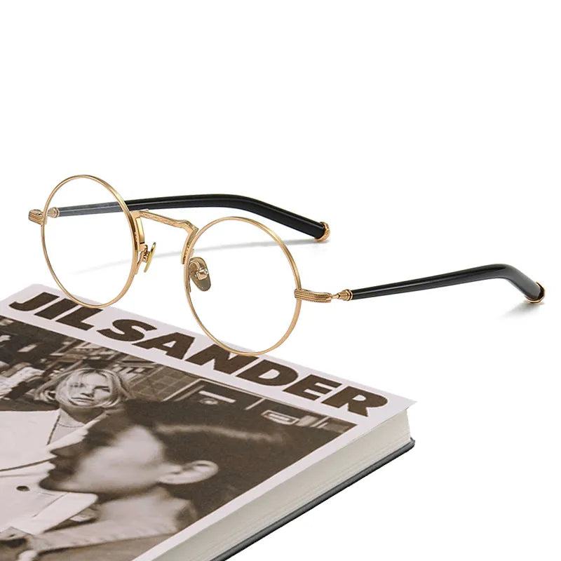 Black Mask Unisex Full Rim Round Titanium Eyeglasses 3119m Full Rim Black Mask