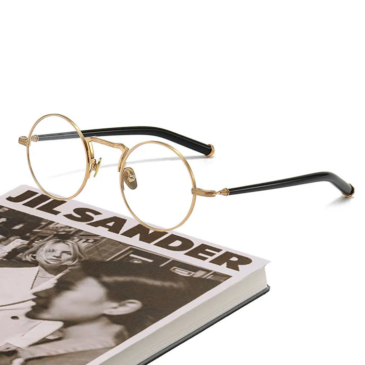 Black Mask Unisex Full Rim Round Titanium Eyeglasses 3119m Full Rim Black Mask