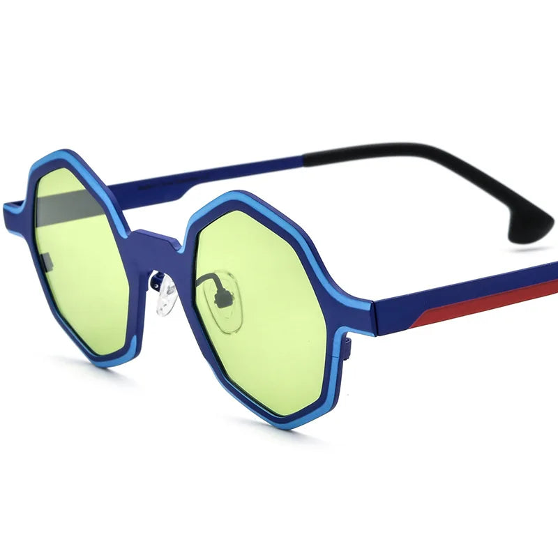 Nobler Woman's Full Rim Irregular Round Titanium Polarized Sunglasses 8581 Sunglasses Nobler C5