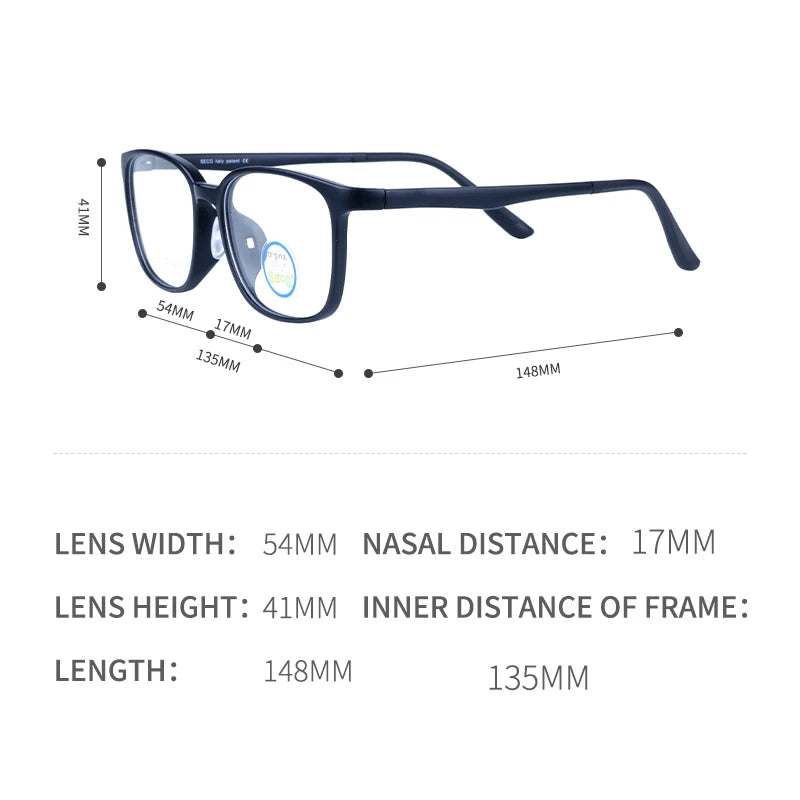 Secg Unisex Youth's Full Rim Square Tr 90 Silicone Eyeglasses 241153