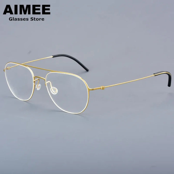Aimee Unisex Full Rim Oval Double Bridge Titanium Eyeglasses 25527