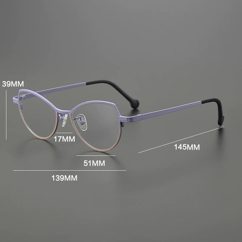 Gatenac Unisex Full Rim Brow Line Cat Eye Titanium Eyeglasses Gxy85848