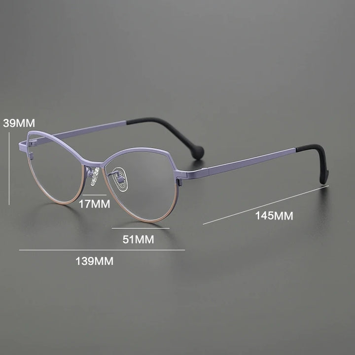 Gatenac Unisex Full Rim Brow Line Cat Eye Titanium Eyeglasses Gxy85848